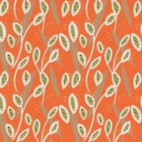 Crazy Orange and White Vines Wallpaper - small. scale fabric