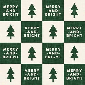 Merry and Bright - Christmas Checks - Holiday Green & Cream - LAD23