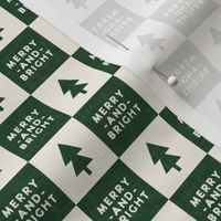 (small scale) Merry and Bright - Christmas Checks - Holiday Green & Cream - LAD23