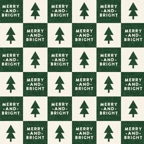 (small scale) Merry and Bright - Christmas Checks - Holiday Green & Cream - LAD23