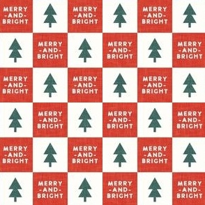 (small scale) Merry and Bright - Christmas Checks - Holiday Vintage Red - LAD23