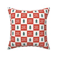 Merry and Bright - Christmas Checks - Holiday Vintage Red - LAD23