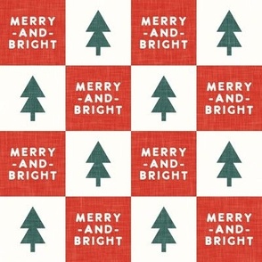 Merry and Bright - Christmas Checks - Holiday Vintage Red - LAD23