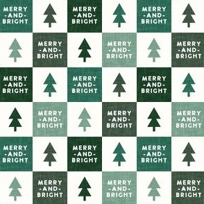 (small scale) Merry and Bright - Christmas Checks - Holiday Multi green - LAD23