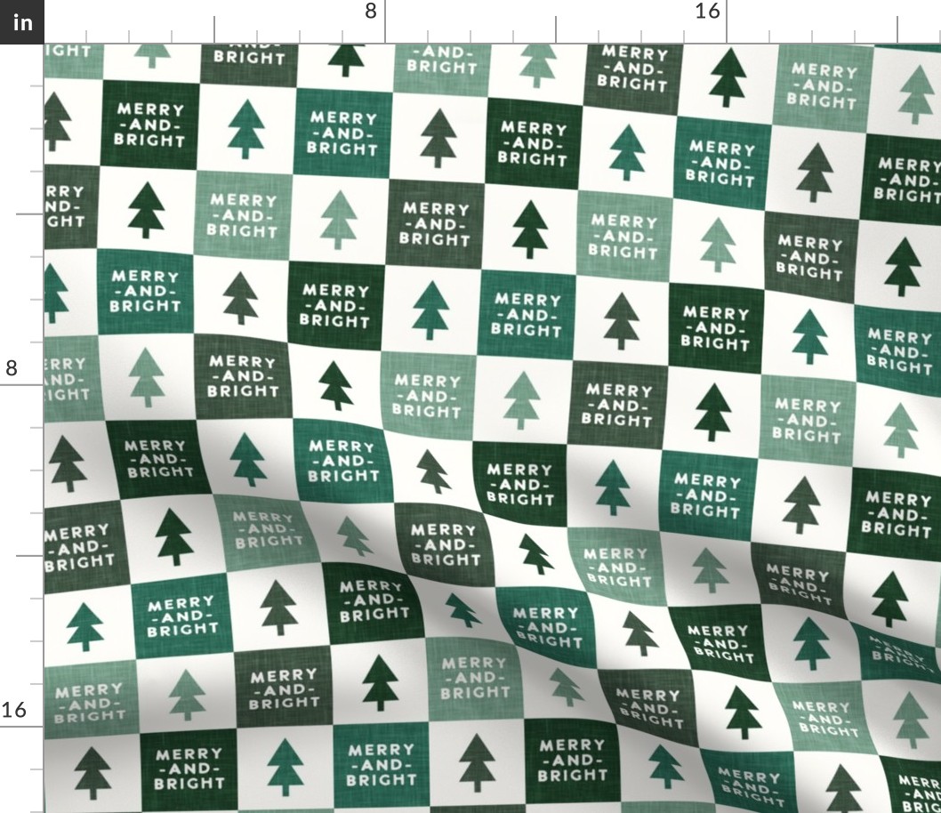 Merry and Bright - Christmas Checks - Holiday Multi green - LAD23