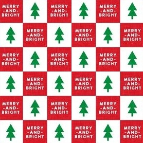 (small scale) Merry and Bright - Christmas Checks - Holiday Red and Green - LAD23