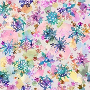 Winter Snowflakes stars Multicolor Polartek Fleece Medium
