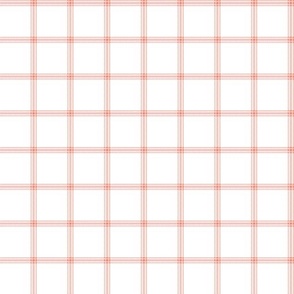 ticking stripe plaid  - coral on white, 1" check