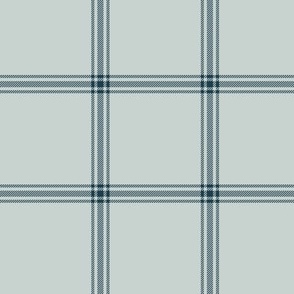 ticking stripe plaid  - navy on ice grey, 3" check