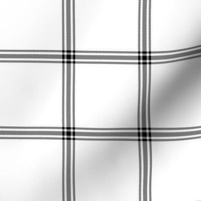 ticking stripe plaid  - black on white, 3" check