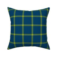 ticking stripe plaid  - chartreuse on navy, 3" check