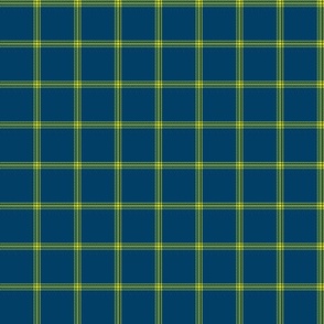 ticking stripe plaid  - chartreuse on navy, 1" check