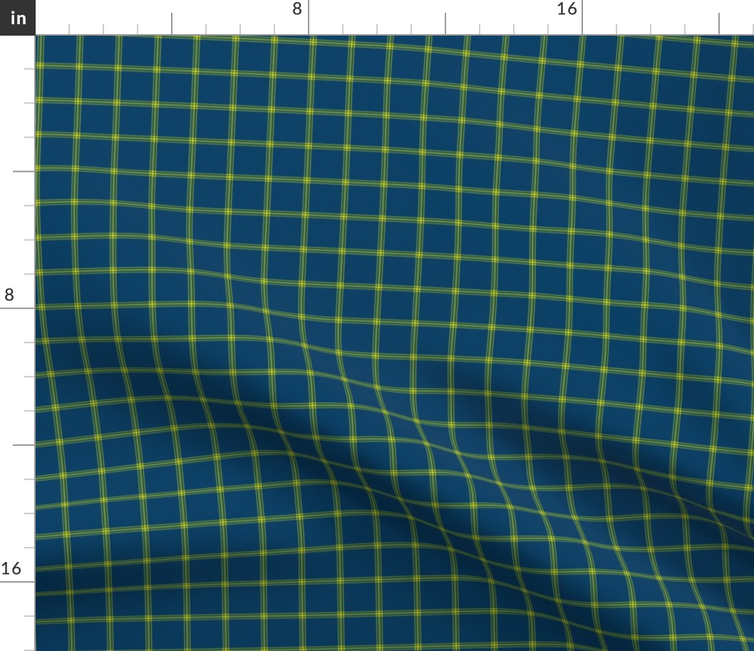 ticking stripe plaid  - chartreuse on navy, 1" check