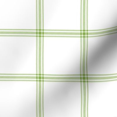 ticking stripe plaid  - green on white, 3" check