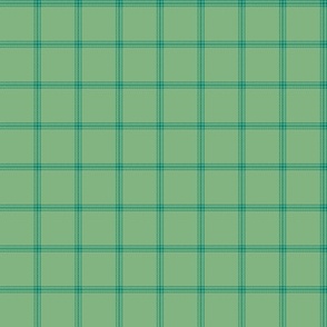 ticking stripe plaid  - green on green-gold, 1" check