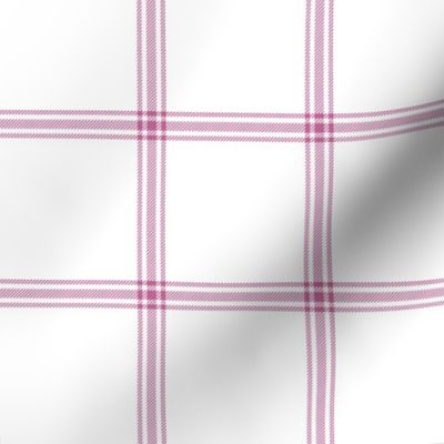 ticking stripe plaid  - red-violet on white, 3" check