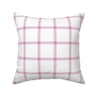 ticking stripe plaid  - red-violet on white, 3" check