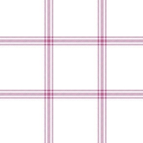 ticking stripe plaid  - red-violet on white, 3" check