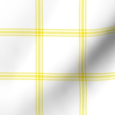 ticking stripe plaid  - yellow on white, 3" check