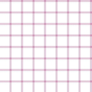 ticking stripe plaid  - red-violet on white, 1" check