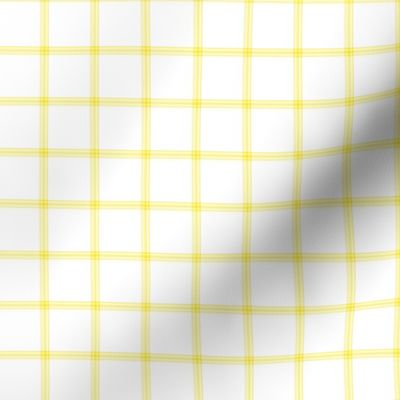 ticking stripe plaid  - yellow on white, 1" check