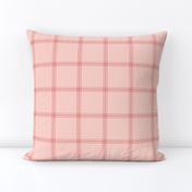 ticking stripe plaid  - coral on peach-pink, 3" check
