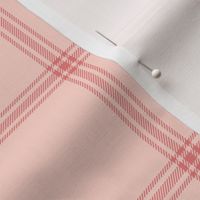 ticking stripe plaid  - coral on peach-pink, 3" check