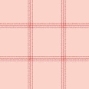 ticking stripe plaid  - coral on peach-pink, 3" check