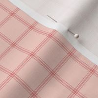 ticking stripe plaid  - coral on peach-pink, 1" check