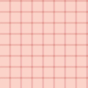 ticking stripe plaid  - coral on peach-pink, 1" check