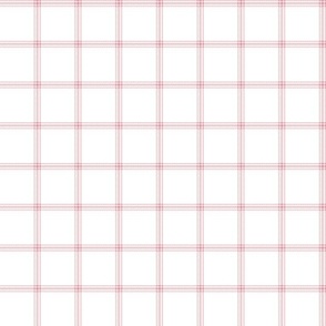 ticking stripe plaid - pastel pink on white, 1"