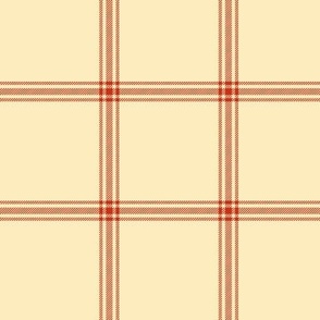 ticking stripe plaid - apple red on cream, 3"