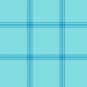 ticking stripe plaid - turquoise on aqua, 3"