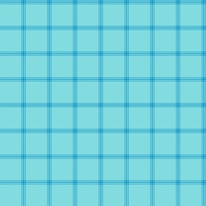 ticking stripe plaid - turquoise on aqua, 1"