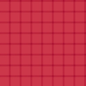 ticking stripe plaid - red on cinnamon red, 1"