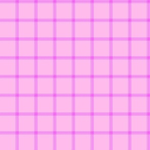 ticking stripe plaid - hot pink on pink, 1"