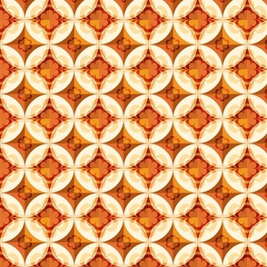 70s geometric orange floral pattern