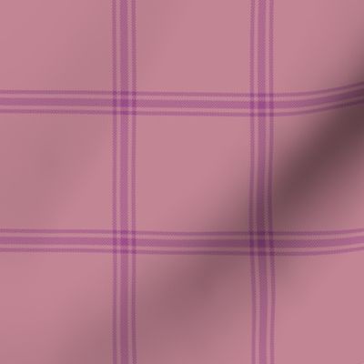 ticking stripe plaid - red-violet on deep pink, 3"