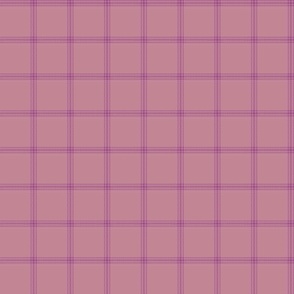 ticking stripe plaid - red-violet on deep pink, 1"