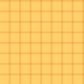 ticking stripe plaid - saffron on yellow, 1"