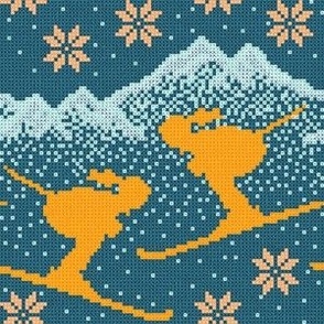 CrossStich Skiing and Snow//BlueandOrange//Medium