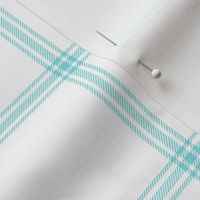 ticking stripe plaid - aqua on white, 3"