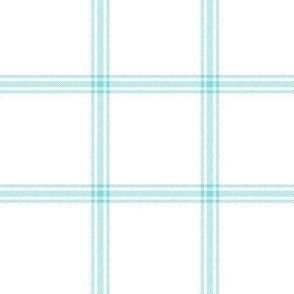 ticking stripe plaid - aqua on white, 3"