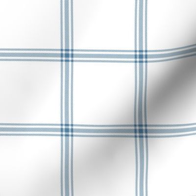 ticking stripe plaid - slate blue on white, 3"