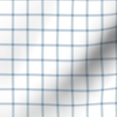 ticking stripe plaid - slate blue on white, 1"