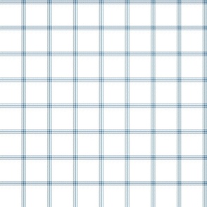 ticking stripe plaid - slate blue on white, 1"