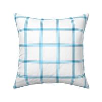 ticking stripe plaid - turquoise on white, 3"