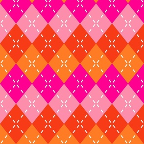 Yuppie Preppy Sporty Pink and Orange Argyle