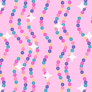 Retro Hip Hop Sparkles, (medium) on Pink fabric