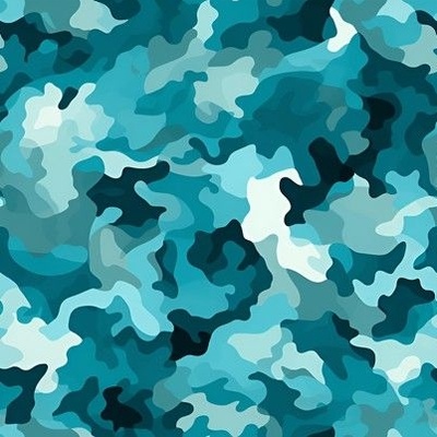 Turquoise Camouflage Fabric, Wallpaper and Home Decor